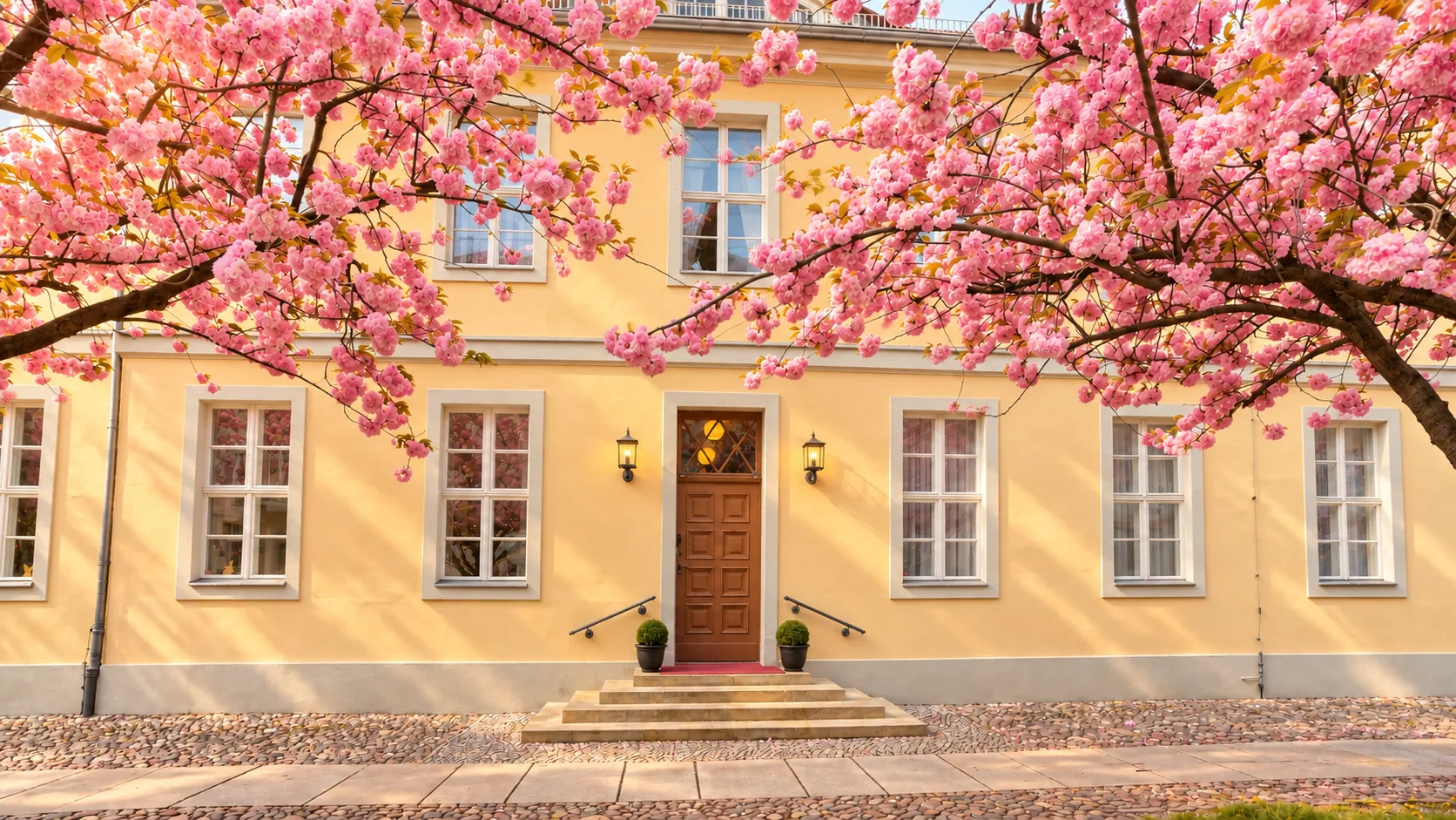 Hotel am Großen Waisenhaus in Potsdam mit Kirschblüte